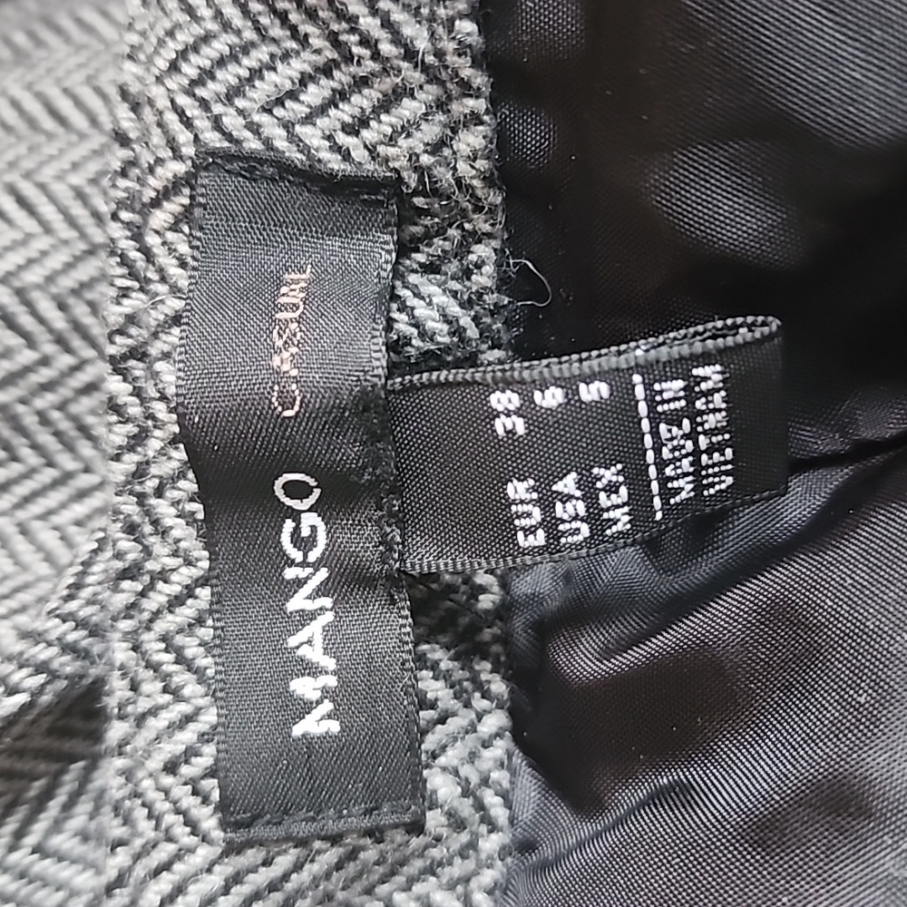 Mango Gray Wool Herringbone  Trousers - Picture 5 of 6